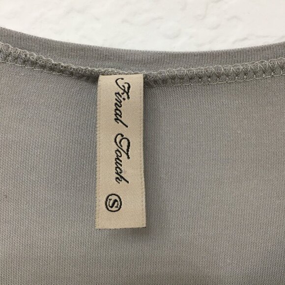 Final Touch Womens Small Taupe Gray Round Neck Top Relaxed Fit Short Sleeve - Picture 5 of 14